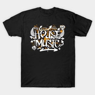 HOUSE MUSIC  - Graffiti Steez (white/orange) T-Shirt